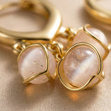 Vembley Korean Style Round Opal Stone Spiral Cat Eye Drop Earrings for Women & Girls