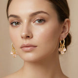 Vembley Korean Style Round Opal Stone Spiral Cat Eye Drop Earrings for Women & Girls